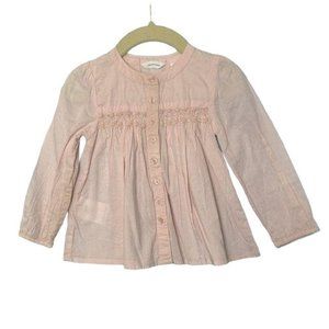 COUNTRY ROAD Girls Lightweight Cotton Blouse 12-18 Smocked Pink Toddler Girl Top
